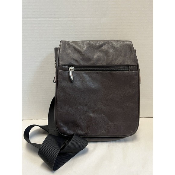 Travelon crossbody bag brown leather nylon lining